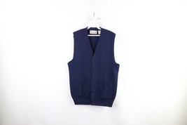 Vintage 70s Streetwear Mens Medium Blank Knit Pocket Cardigan Sweater Ve... - $54.40