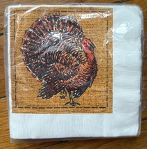 NOS Vintage Tuttle Press 18 Pack Thanksgiving Paper Luncheon Napkins Turkey - $8.91