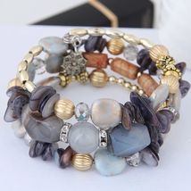 Alloy Gravel Beaded Bracelet Grey with Mixed Beads and Decorative Elements - $162.02 MXN