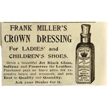 Frank Miller Shoe Crown Dressing 1894 Advertisement Victorian Polish 1 A... - £7.80 GBP