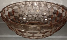 Pink Depression Jeanette Glass 6.75&quot; Cube Cubist Optic Pattern Bowl Diam... - £14.11 GBP