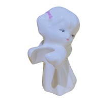 Vintage 2.5” Tall Angel Candle Napkin Hugger Holder White Christmas Girl... - $11.89