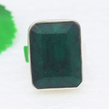 925 Sterling Silver Natural Emerald Ring Handmade Jewelry Birthstone Ring - £34.78 GBP