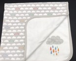 Gymboree Baby Blanket Rain Cloud 2014 Receiving Swaddle Gray White - £23.69 GBP