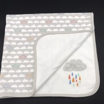 Gymboree Baby Blanket Rain Cloud 2014 Receiving Swaddle Gray White - £23.56 GBP