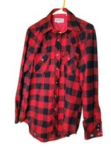 Vintage Sheplers Western Fit Pearl Snap Button Up Shirt Mens Medium Red Flannel - £42.28 GBP