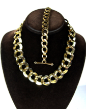 Chunky Chain Vintage Necklace &amp; Bracelet Goldtone Links Set 17&quot; And 5/8&quot; W - £14.85 GBP
