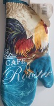 1 Jumbo Printed Kitchen Oven Mitt 13&quot; Blue Cafe Rooster With Blue Back Bh Home - £12.81 GBP