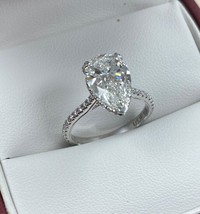 IGI Certified Pear Cut 3.03 CT  F VVS2 Lab Grown Diamond Ring 18k White Gold - £4,247.32 GBP