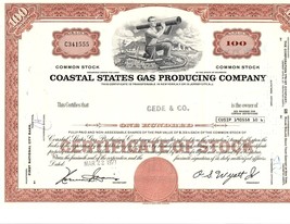 Coastal States Gas Producing Company, Common Stock Certificate, 100 Shar... - £10.22 GBP