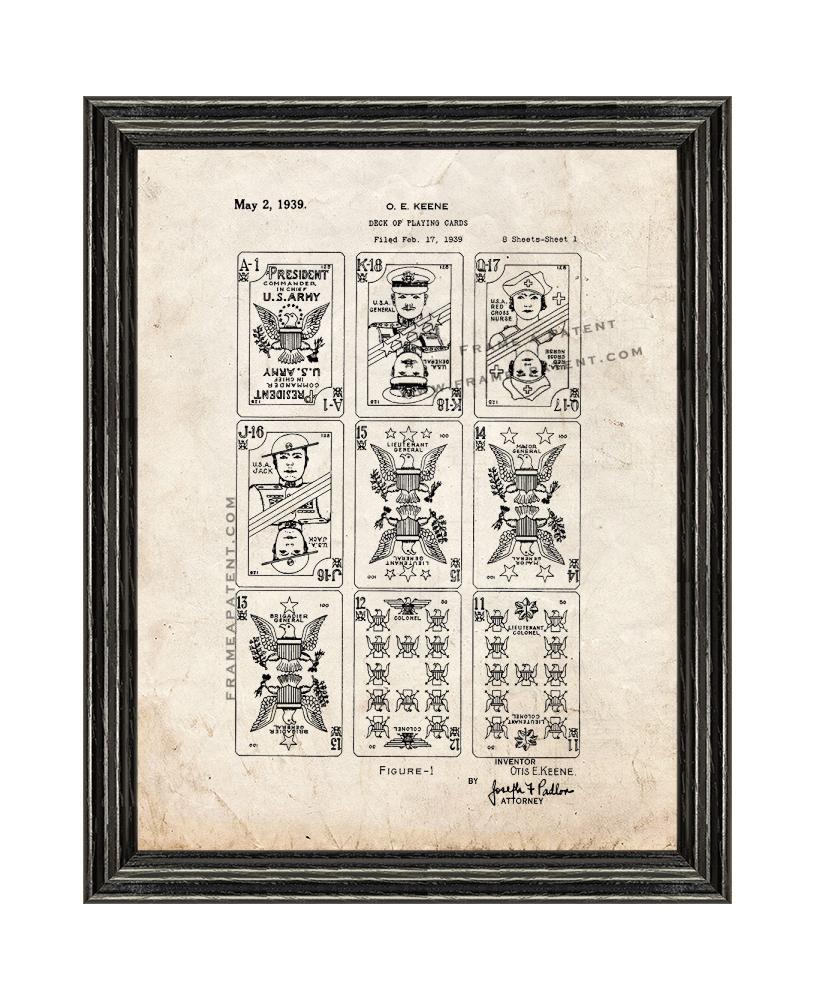 Deck Of Playing Cards Patent Print Old Look with Black Wood Frame - £20.25 GBP - £89.27 GBP