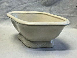 Vtg Hull Planter Small Simple White Made in USA Dish Plant Gardening Pot... - $29.95