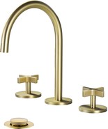 Brushed Gold Bathroom Faucet, Indare 8-Inch Brass Widespread Bathroom Si... - $1,589.16 MXN
