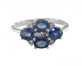Alta Calidad Zafiro Anillo de Compromiso Diamante 925 Plata Azul Diamante Zafiro - £130.25 GBP