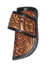 Western Antique Floral Tooled Genuine Leather 4-3/4" Side Access Knife S... - $23.99