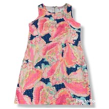 Lilly Pulitzer Perla Laser Cut Bright Pink Blue Conch Sleeveless Dress - Size M - £59.71 GBP