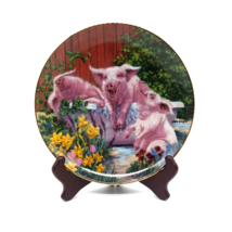 Pigs In Bloom Collectors Plate Hog Wash Danbury Mint Joan Wright Farm 1997 - £18.50 GBP