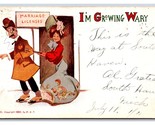 Comic Woman Dragging Man to Marriage License Growing Wary UDB Postcard R26 - $3.91