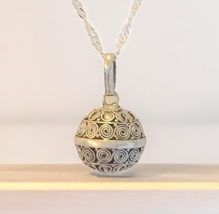 Vintage Harmony Ball Chime Pendant Necklace SterlingSilver 925 18&quot; Bali Pregnant - £22.05 GBP