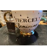 Nanette Lepore Coffee/Tea 4” Footed Mug Cream &amp; Gold &quot;Fiercely Feminine&quot;... - $19.99