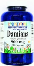 900mg Damiana Leaf 200 Capsules Turnera Aphrodisiaca Herb - £14.12 GBP