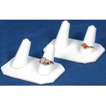 2 Double Ring Showcase Display White Leather Jewelry - £7.08 GBP