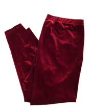 Women&#39;s Shein Curve 3XL maroon dark red velour pants stretchy pull on el... - £10.43 GBP