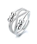 Adjustable Anxiety Ring Silver Relieve Spinner Worry Beads Meditation - $113.50 MXN