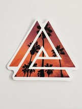 Interlinked Triangles with Silhouetted Palm Trees Against Sky Sticker De... - $2.42