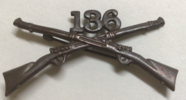 Vintage US Military Army Crossed Rifle Pin 136th Infantry Regiment 934A - £41.84 GBP