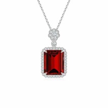 ANGARA Lab-Grown Ruby Pendant Necklace for Women in Silver (10x8mm, 4 Ct) - £1,141.72 GBP