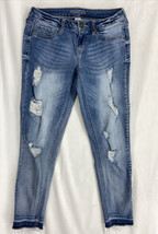 Maurices Size S Skinny Raw Hem Womens Distressed Blue Denim Jeans  Low-Rise - £7.80 GBP