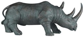 Sculpture TRADITIONAL Lodge African Rhino Ebony Black Resin Hand-Cast - £282.31 GBP