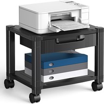 Printer Stand with Cable Management and Storage Drawer Printer Table with Lockin - £44.47 GBP