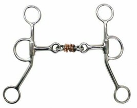 Western Saddle Horse Stainless Steel 5&quot; Snaffle Dogbone mouth w/ copper ... - £22.66 GBP