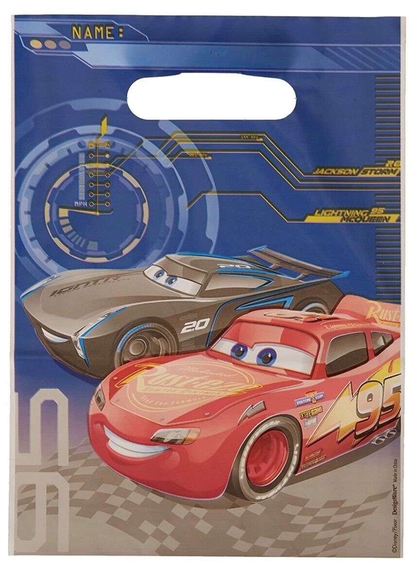 Disney Pixar Cars 3 PARTY TREAT BAGS - 8 bags Lightning McQueen, Jackson Storm - $7.15
