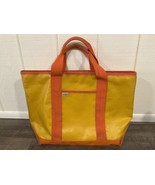Vintage LL Bean Tote Bag XL 80’s Rare Heavy Duty Rubberized Yellow Orang... - $890.01