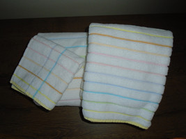 1980s Bath Towel Set HF J&#39;aime 100% Cotton Brazil Pastel Stripes 3 Piece... - £19.33 GBP