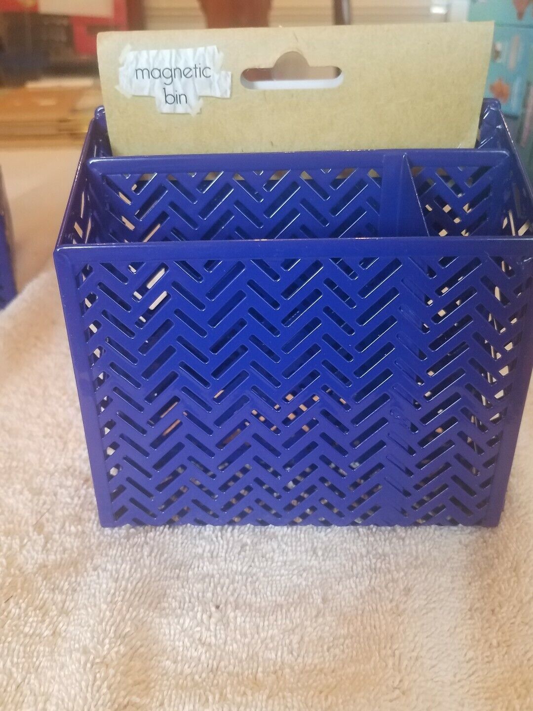 Dark Blue Magnetic Locker Bin-BRAND NEW-SHIPS SAME BUSINESS DAY - $20.67