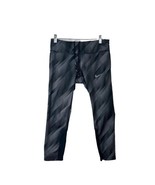 Nike Dri-Fit Womens Capri Leggings Black vertical Striped Workout Running M - $12.10