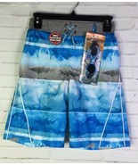 ZeroXposur Boys M 10-12 Swim Trunks Surf Board Shorts UPF 50 Blue Shark ... - £16.35 GBP