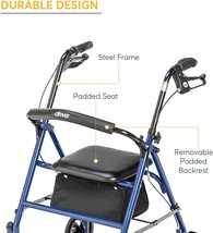 Rolling Walker Four Wheel Seniors Rollator Fold Up Removable Back Support Seat - £76.89 GBP