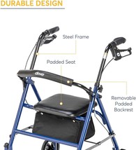 Rolling Walker Four Wheel Seniors Rollator Fold Up Removable Back Support Seat - £76.64 GBP