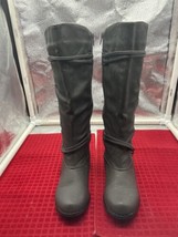 JOURNEE Womens Gray Wide Calf Almond Toe Stacked Heel Zip-Up Boots 7 - £15.82 GBP