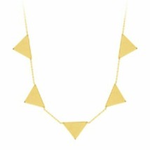 Authenticity Guarantee 
 14K Solid Yellow Gold 5 Triangle Connection Necklace... - £435.09 GBP