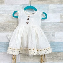 Camille &amp; Leah Ribbon Lace 2 Piece Set Cream Dress Short Baby Girl 12M 1... - $39.59