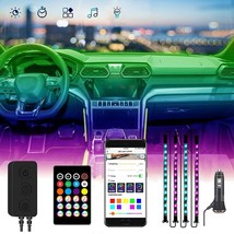 4pcs Interior Car 48 LEDs Lights,RGB Car Interior Lights Bluetooth App Control - £10.69 GBP