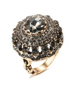 Ethnic Bridal Wedding Ring Antique Gold Color Vintage Look Full Gray Cry... - £7.25 GBP