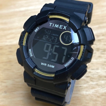 Timex Indiglo Mens 50m Black Reverse LCD Digital Alarm Chrono Watch~New Battery - £26.48 GBP
