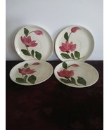 Set Of 4 Vintage Stetson Rio Saucers Floral Design Hand Painted - $23.75